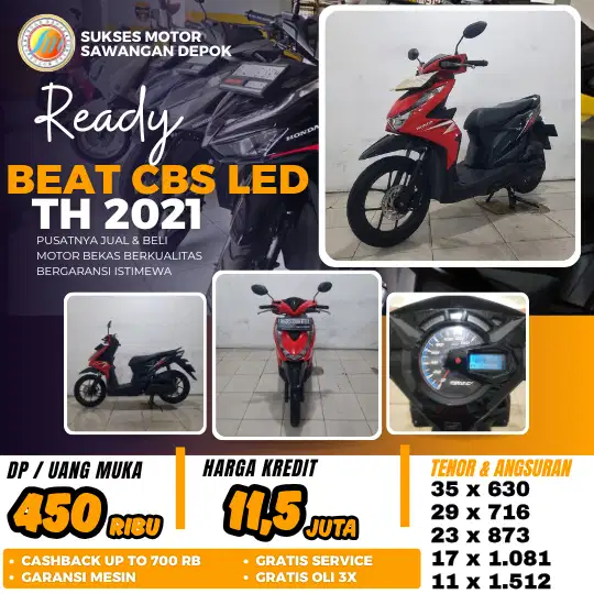 DP 450 CASH KREDIT HONDA BEAT CBS LED TH 2021 UNIT MULUS BERGARANSI