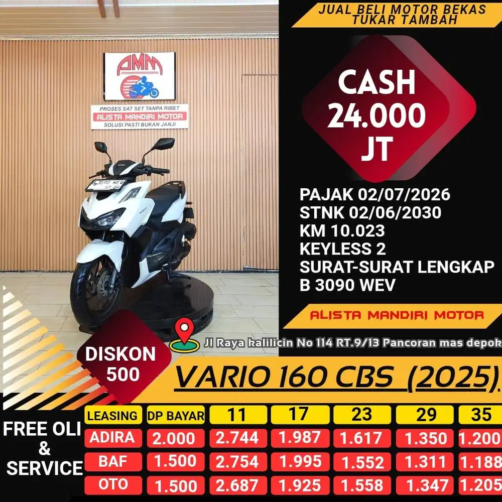 VARIO 160 CBS 2025 PLAT TANGSEL KM 10.023 TUKAR TAMBAH /BISA KREDIVO