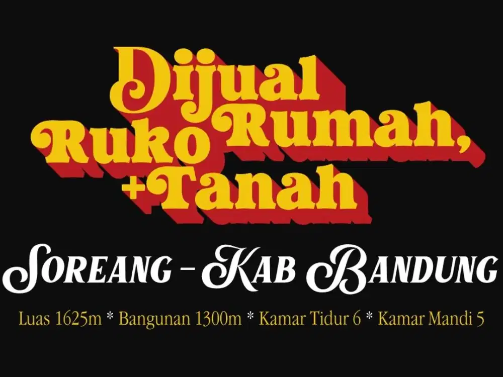 JUAL RUKO RUMAH DAN TANAH, KOPO, SOREANG, KABUPATEN BANDUNG,BANJARAN,