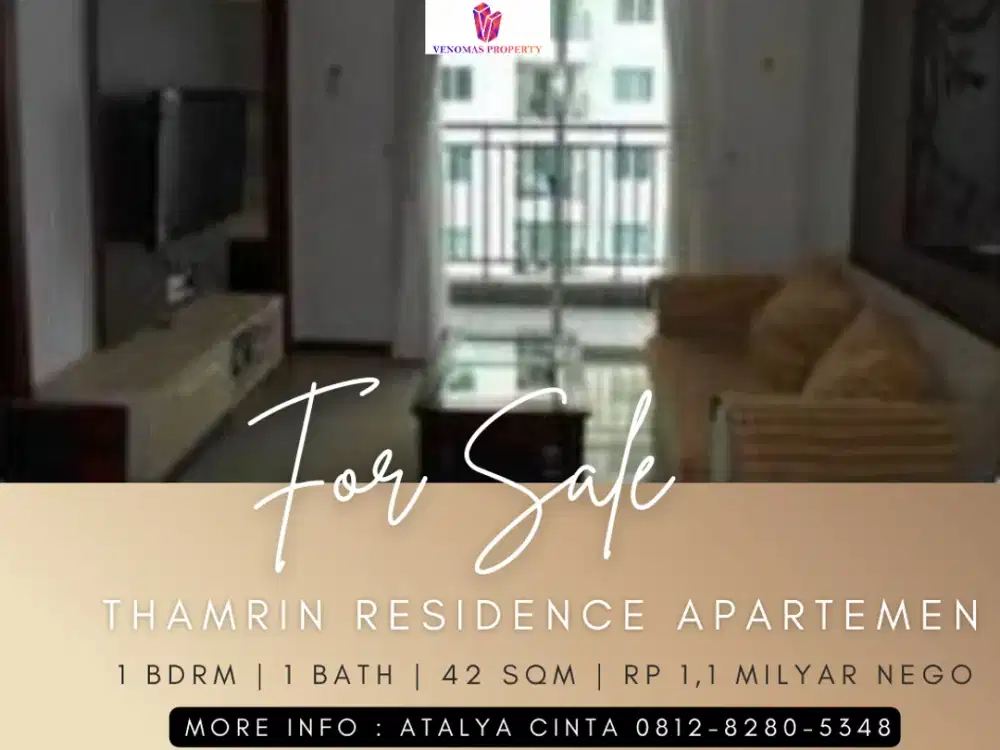 Dijual Apartement Thamrin Residence Middle Floor 1BR Furnished Tower A