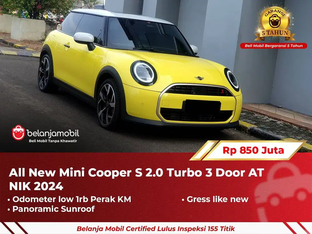 [ GARANSI 5TH ] Mini Cooper Minicooper S 2.0 Turbo 3 door 2024 2025