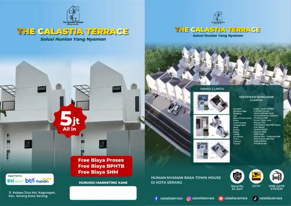 Perumahan The Calastia Terrace 
Rumah 2 lantai samping indomaret