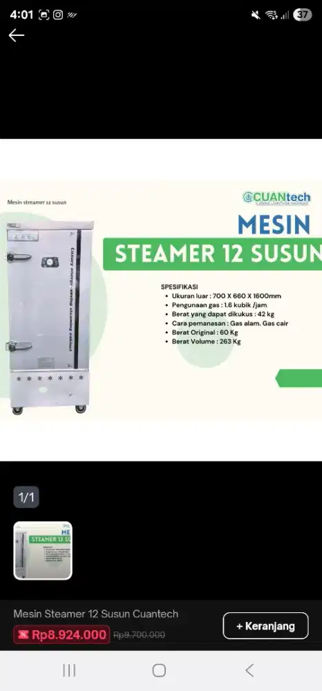 Mesin steamer 12 susun cuantech