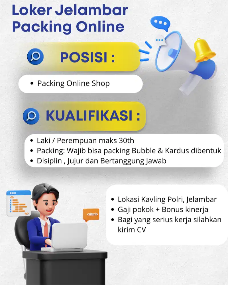 Loker Packing Online Shop Jelambar Grogol Jakarta Barat