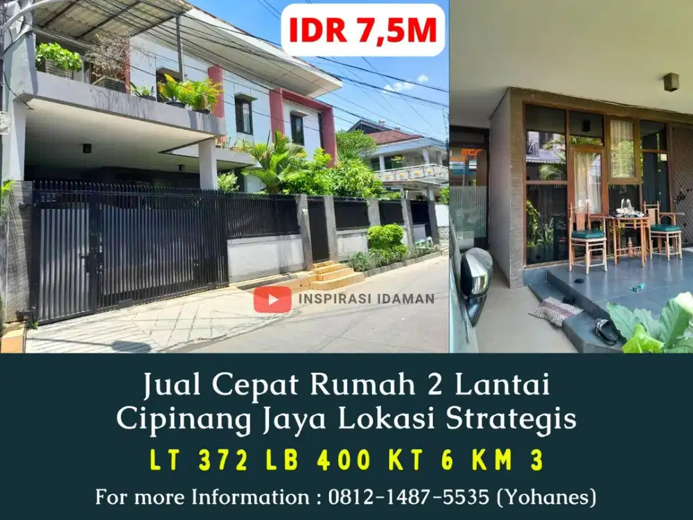Rumah Cipinang Jaya 372mtr jual cepat