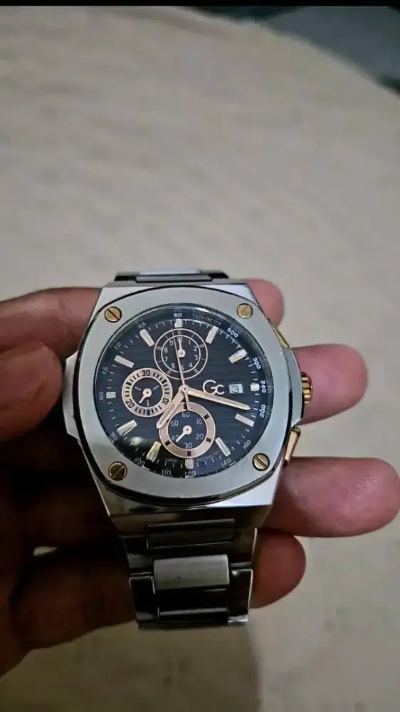 Silver-Tone and Black Chronograph Watch | GUESS