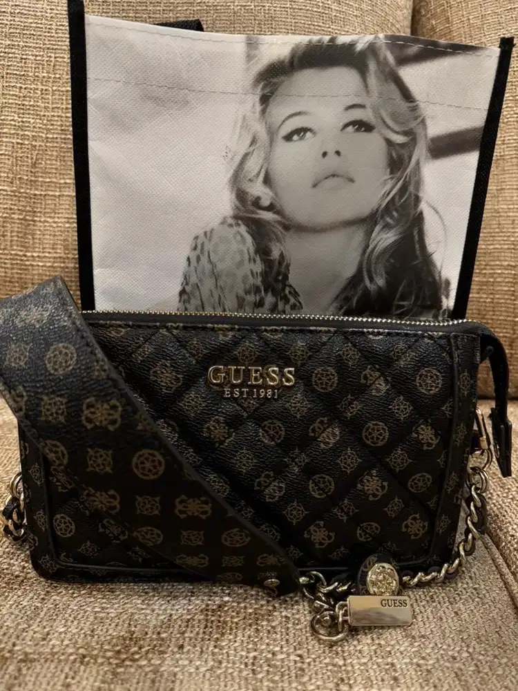 JUAL TAS ABEY MULTI COMPARTMENT SHOULDER BAG - TAS GUESS ORIGINAL BROW