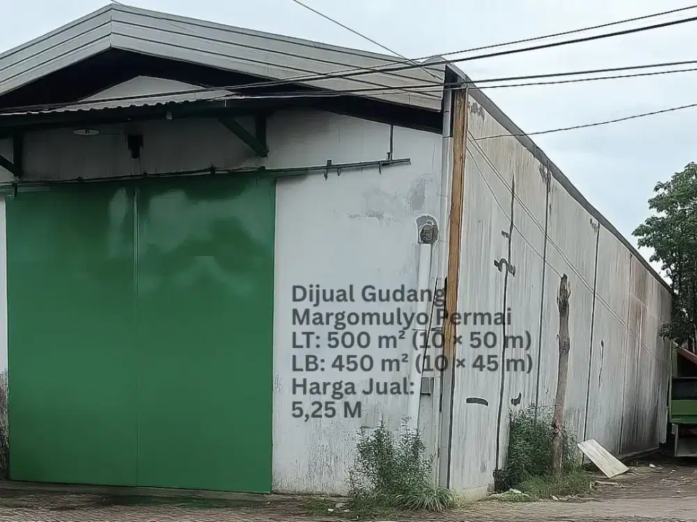 DIJUAL GUDANG MARGOMULYO PERMAI 500 M2 STRATEGIS SURABAYA BARAT