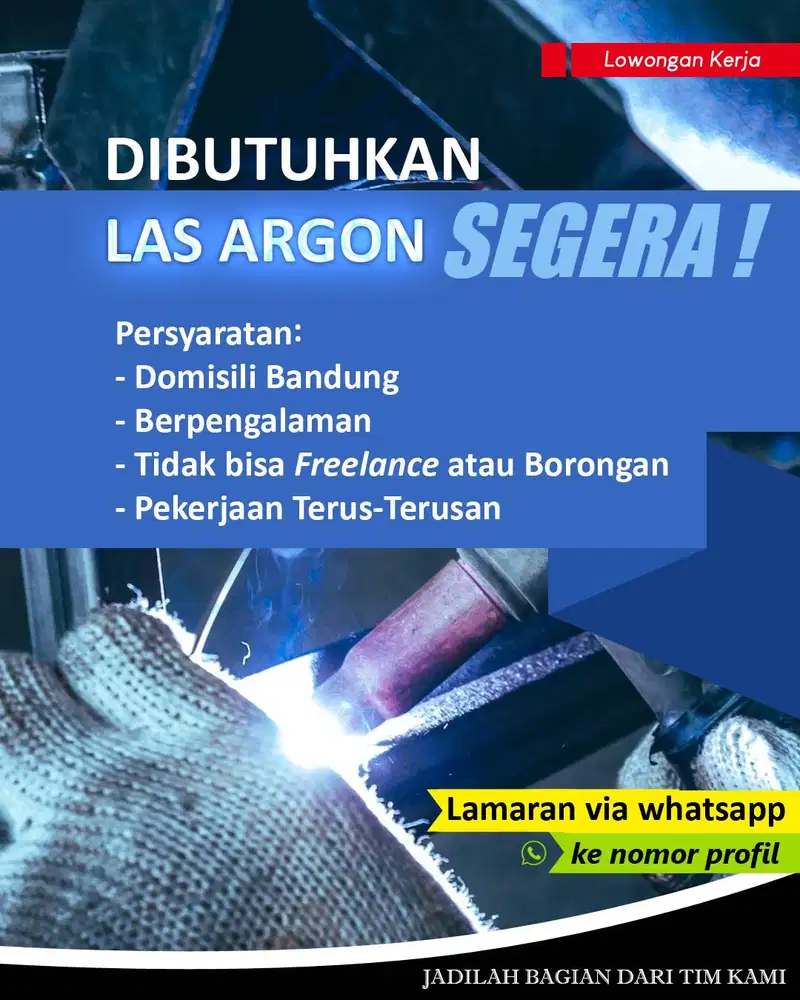 Dibutuhkan Segera bagian Las Argon