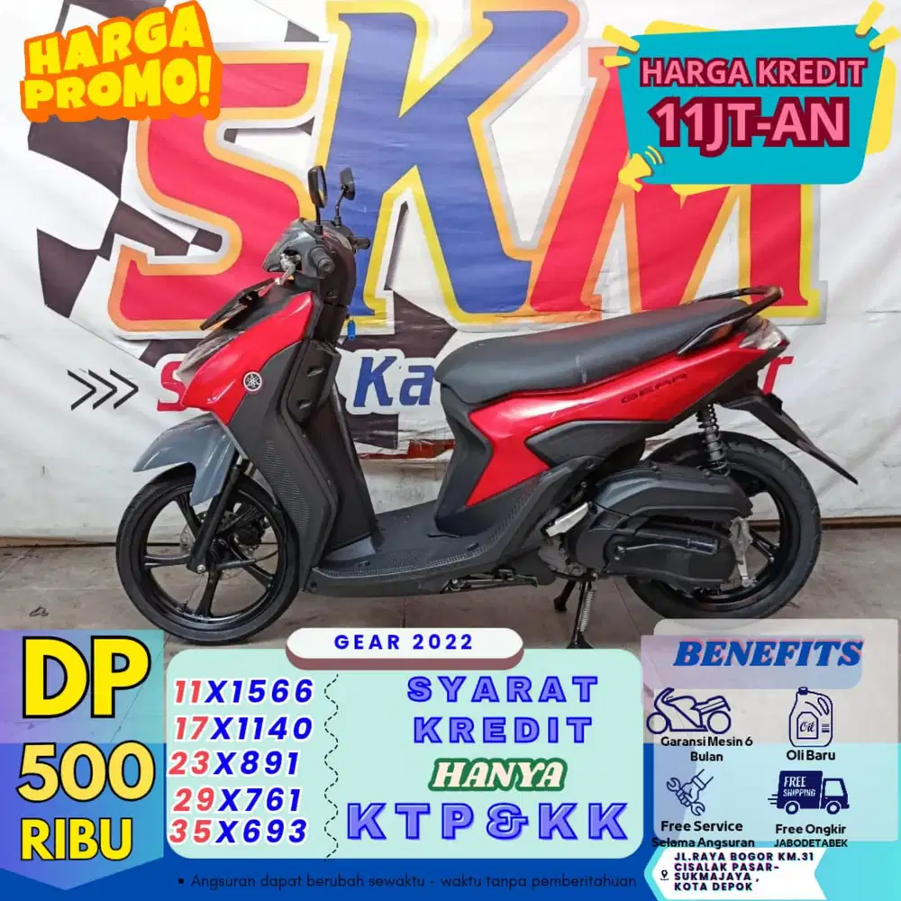( potongan tenor 2bulan gear tahun 2022 dp:500 cash credit
