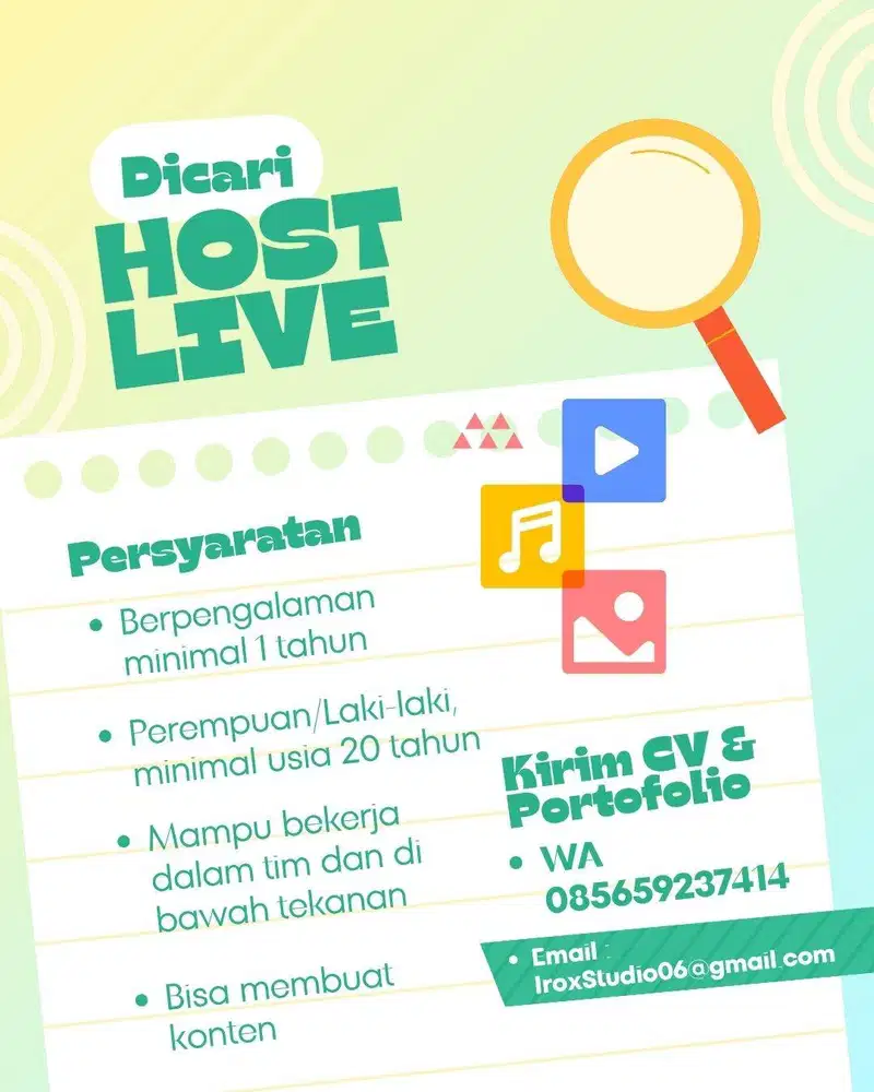 DICARI PEKERJA HOST LIVE MARKETPLACE