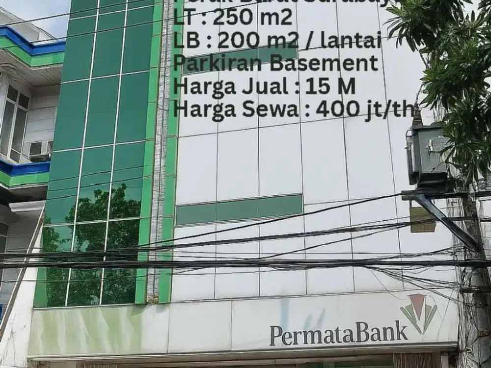 DIJUAL DISEWAKAN KANTOR PERAK BARAT EX BANK 5 LANTAI SURABAYA