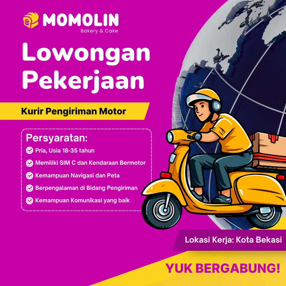 Lowongan Kurir Motor Bekasi untuk Antar Kue Momolin Bakery