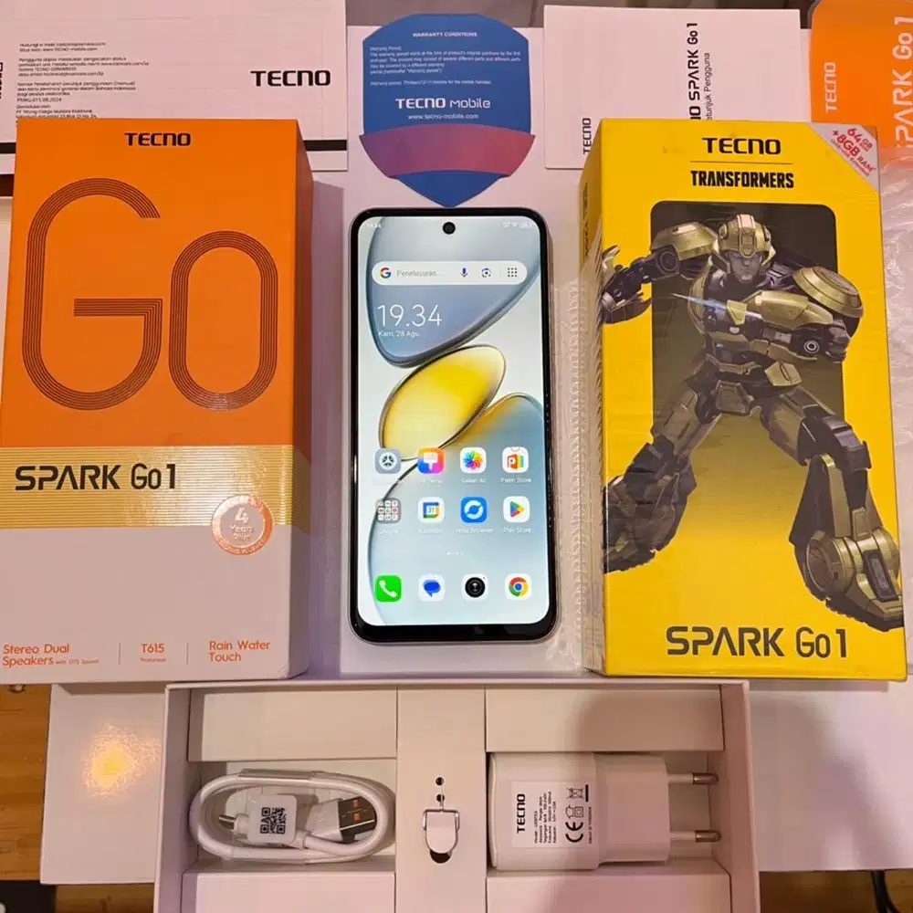 Tecno Spark Go 1 Gold 4/64 Garansi Resmi Indonesia 22 Agustus 2026