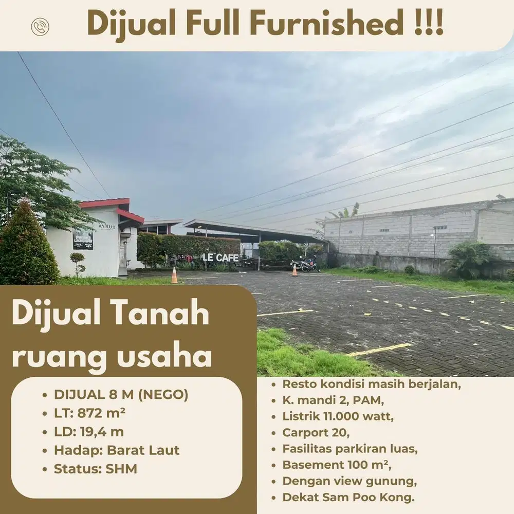 DIJUAL TANAH CAFE FULL FURNISHED - NEGO