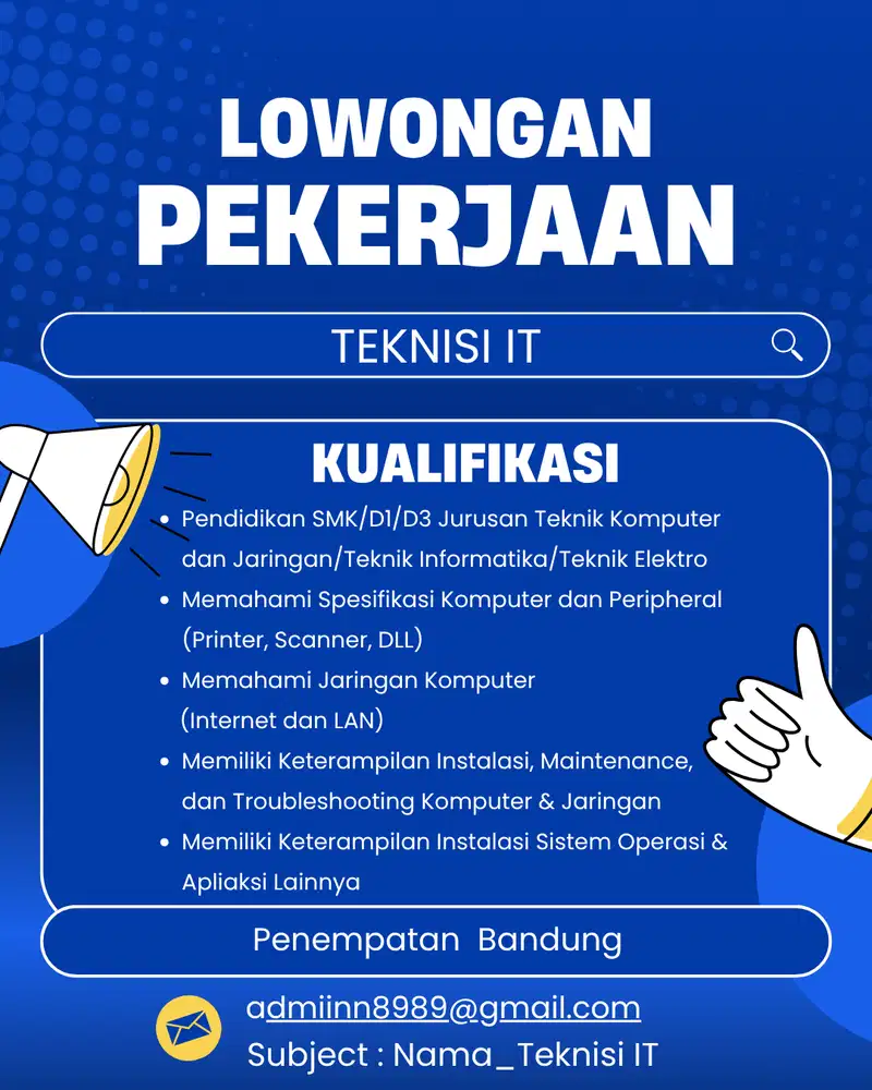 TEKNISI IT AREA BANDUNG