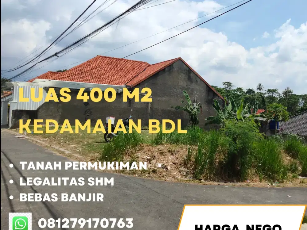 JUAL ASET  TANAH 400 M2 SIAP BANGUN TENGAH KOTA  TANAH MURAH