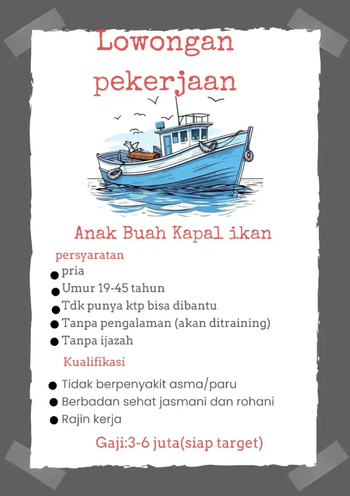 Dibutuhkan anak buah kapal
