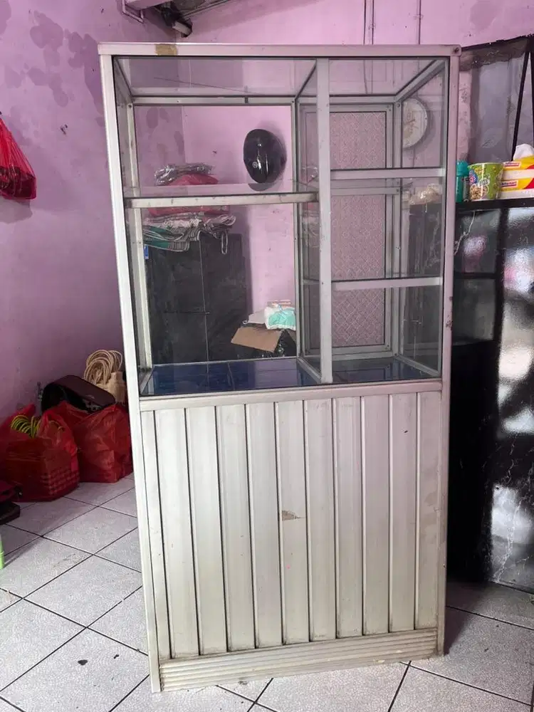 etalase buah kaca alumunium tebal