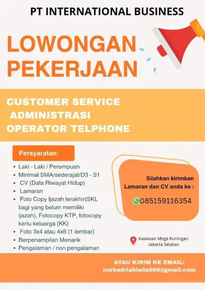 Customer service Administrasi Operator Telphone
