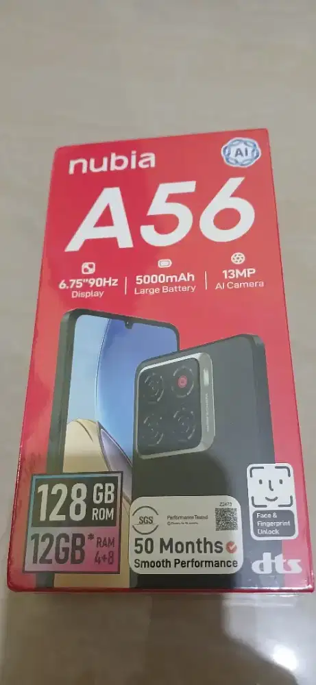 Handphone Nubia A56 4+8 Rom 128 Gb ( New garansi Resmi Indonesia)