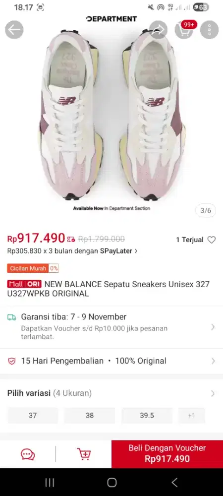 Sepatu Snekers Wanita UK39