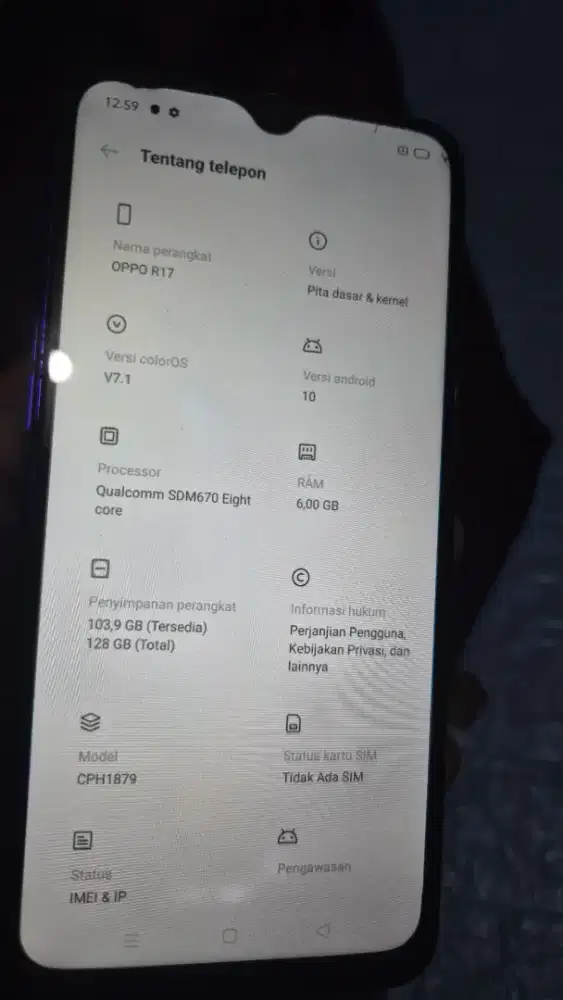 Hp bekas Oppo R17 Ram 6GB Rom 128GB