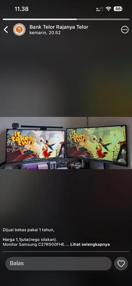 Jual murah 2 monitor gratis 2 arm gantung untuk jepit ke meja