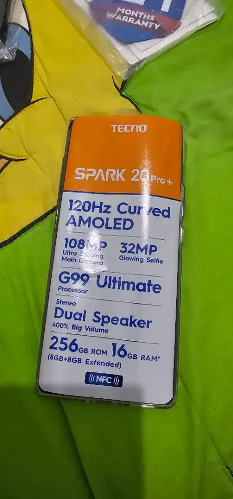 Tecno Spark 20 Pro plus +
Ram 8/256GB, NFC,Layar lengkung amoled