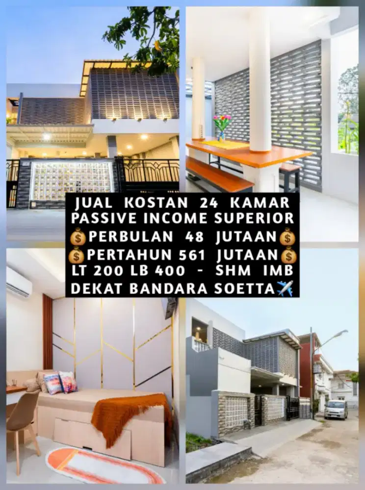 JUAL KOST KOSAN 24 KAMAR SANGAT DEKAT BANDARA SOETTA TANGERANG