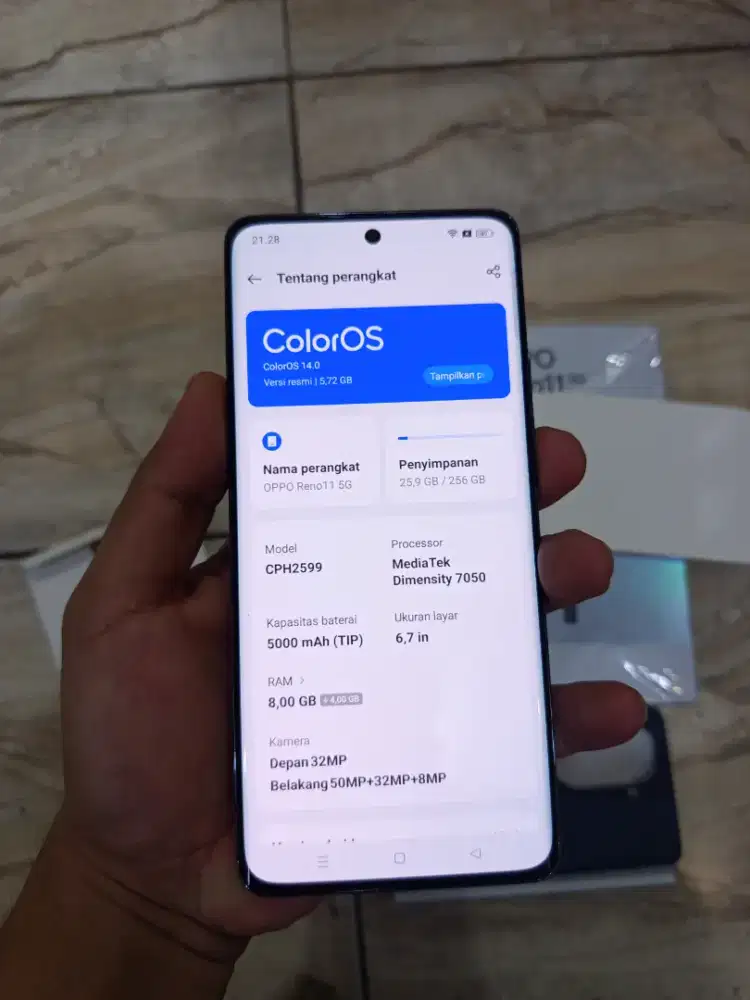 Oppo Reno 11 5G Ram 8GB+8GB / 256GB LENGKAP FULLSET ORI LIKE NEW