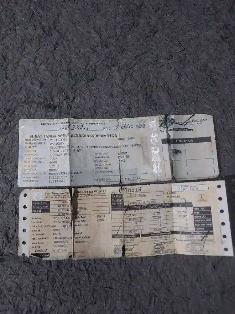 Stnk motor suzuki spin 125