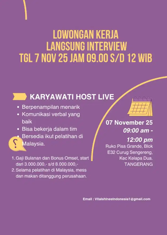 LOWONGAN KERJA WALK IN INTERVIEW