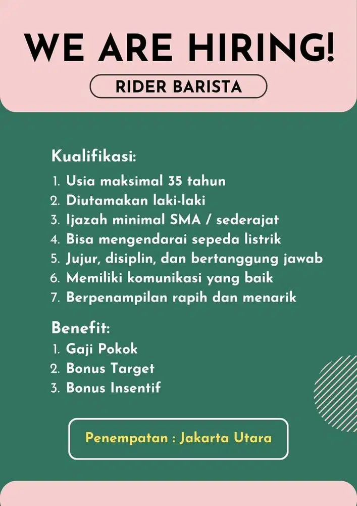 Rider Barista - Lokasi Jakarta Utara