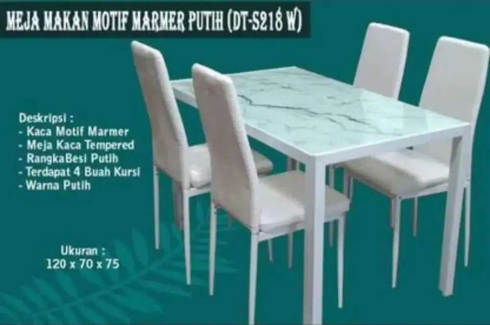 Meja + Kursi Makan Motif Marmer Importa DS Pevita
