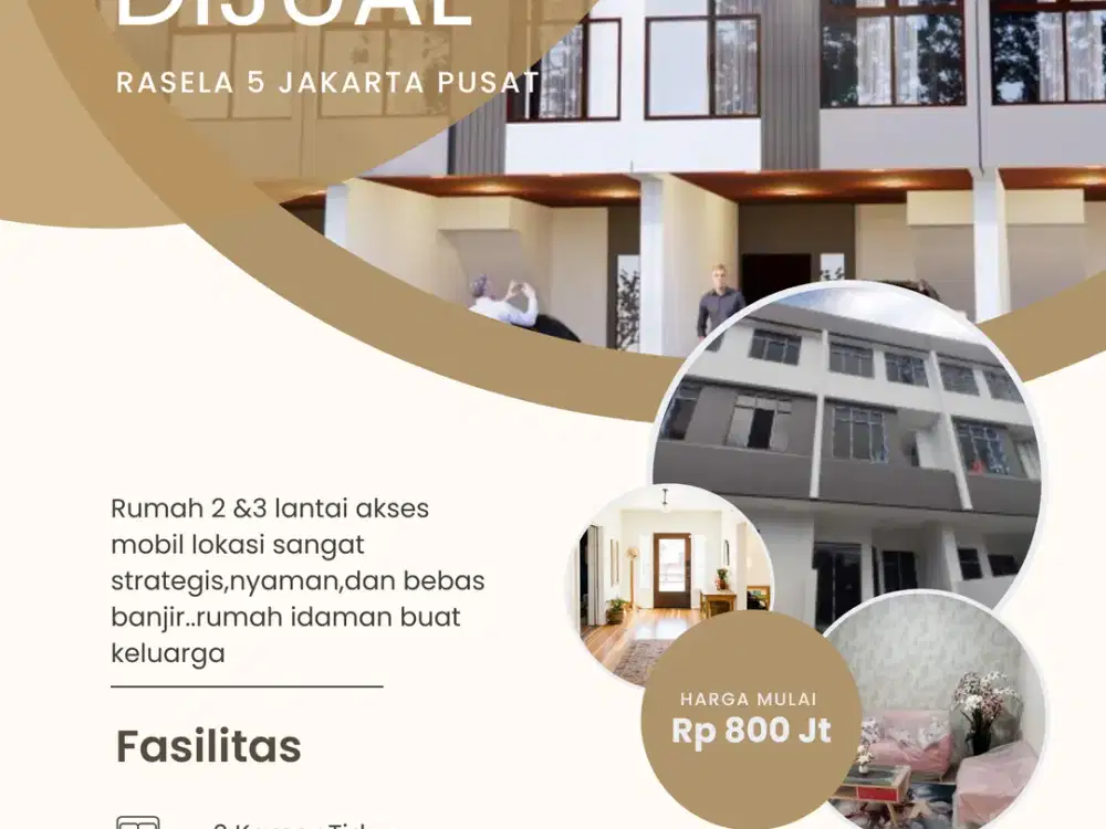 Rumah 3 lantai SHM di rawa selatan johar baru jakarta pusat