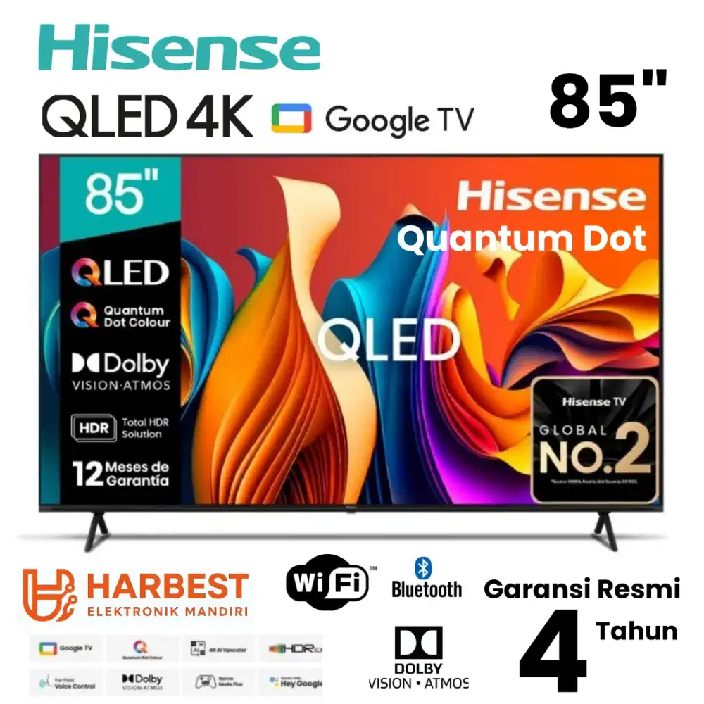 TERMURAH! HISENSE QLED 4K Google TV 85 QuantumDot 85Q6N 85 Inch