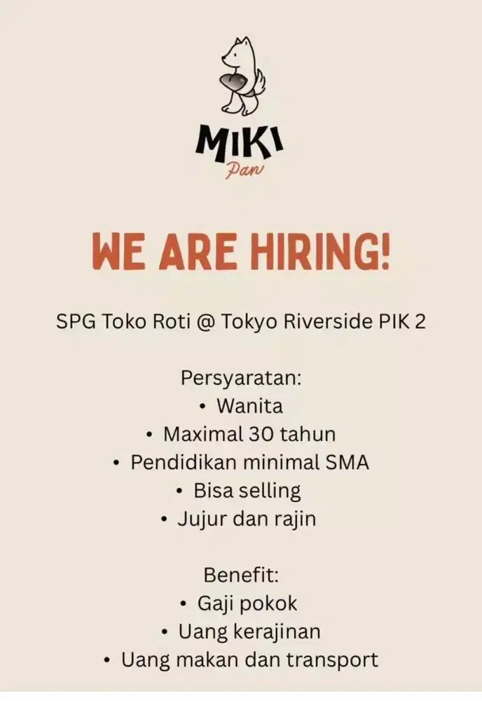 DICARI SPG MULAI HARI INI DI TOKYO PIK 2