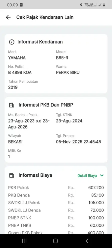 Aerox BPKB only STNK blom ketemu