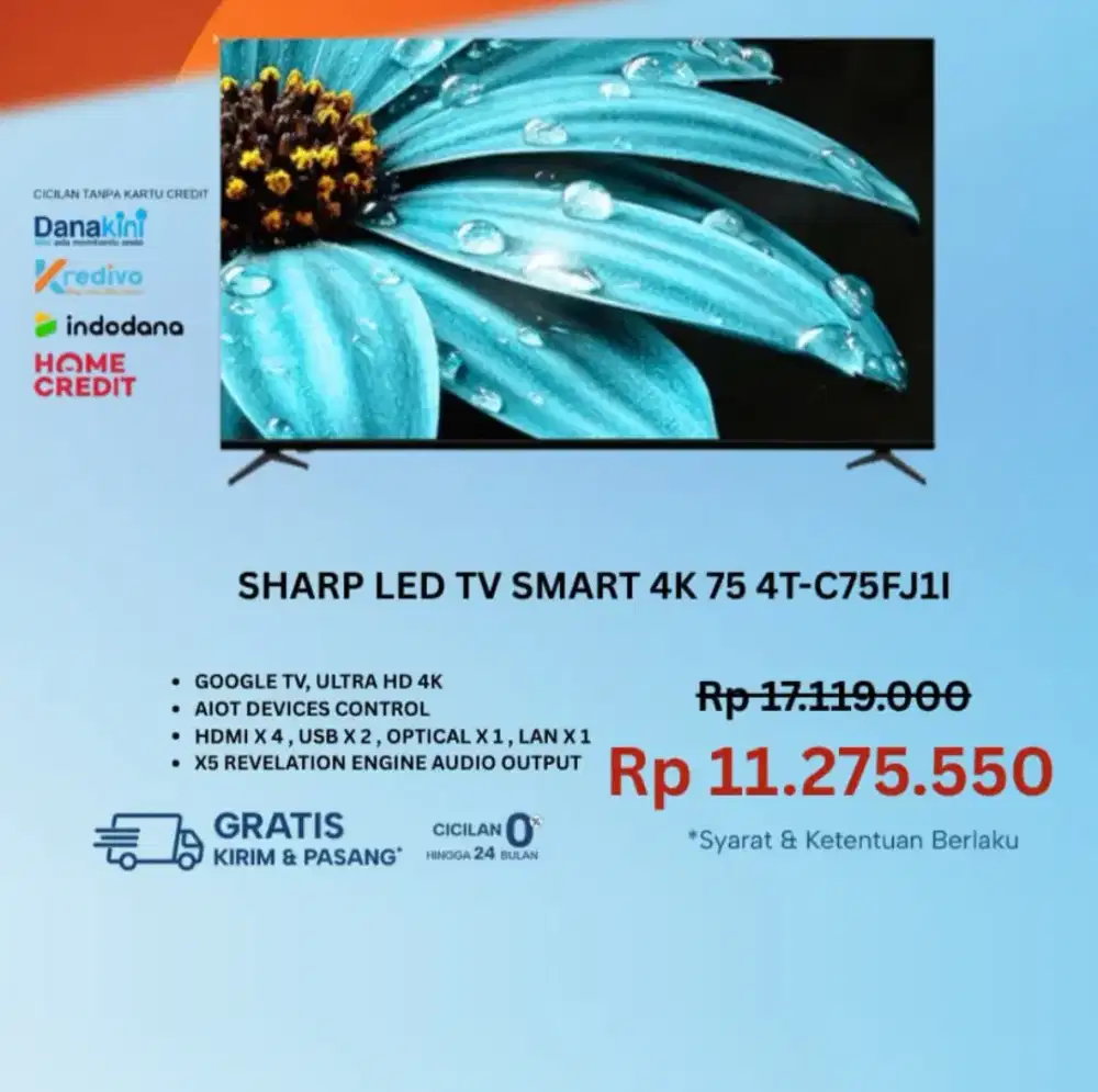 SHARP LED GOOGLE TV 75 INCI 4T-C75FJ1I