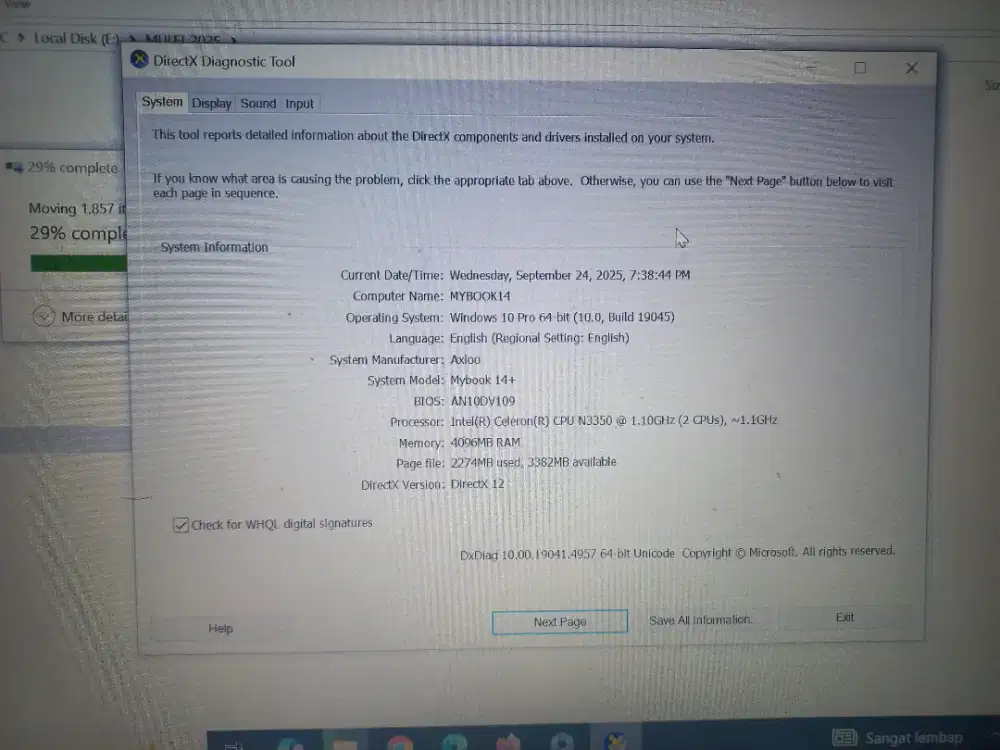 LAPTOP AXIOO INTEL N3350