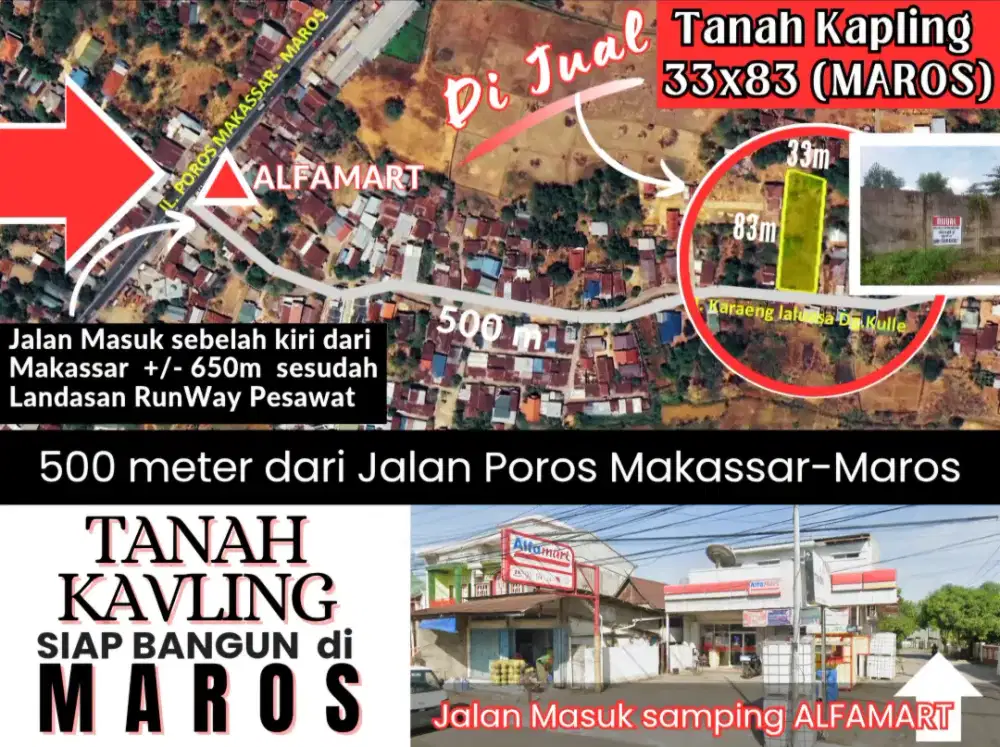 Dijual tanah kosong siap bangun di lokasi Batangase kab. MAROS