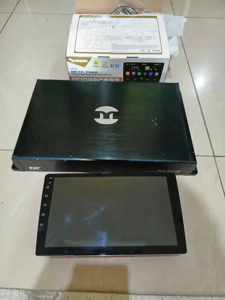 1 paket head unit android 9 in, power4 channel, subwoofer 12 inch