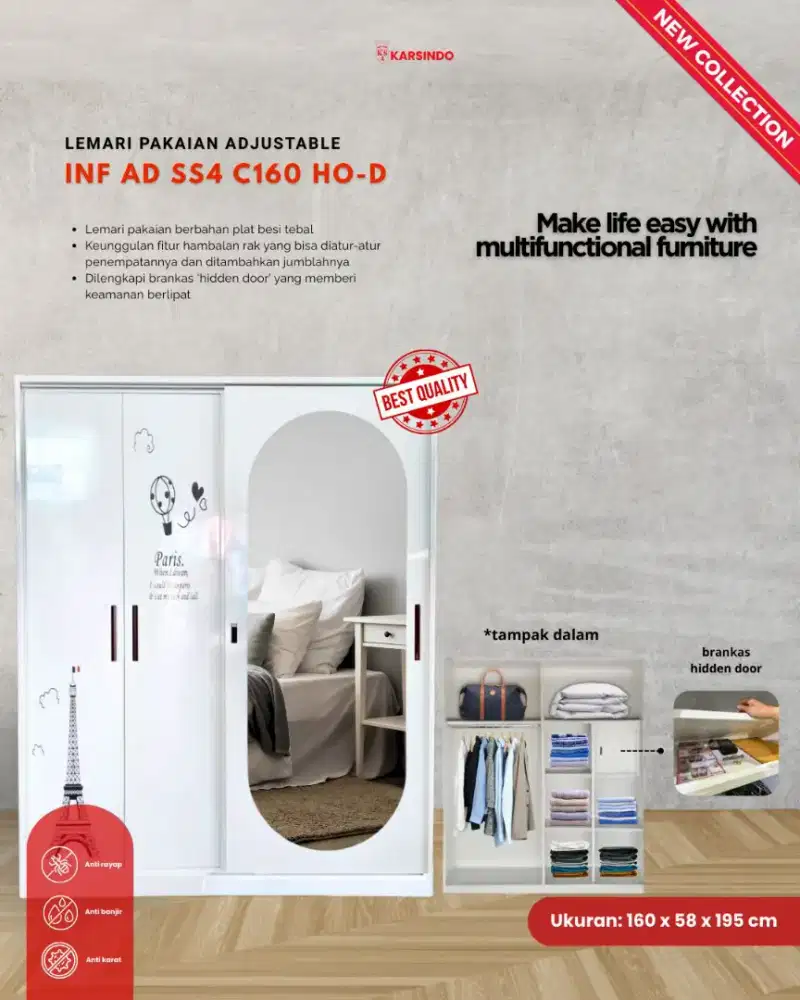 Lemari 3pintu geser merek kasrindo