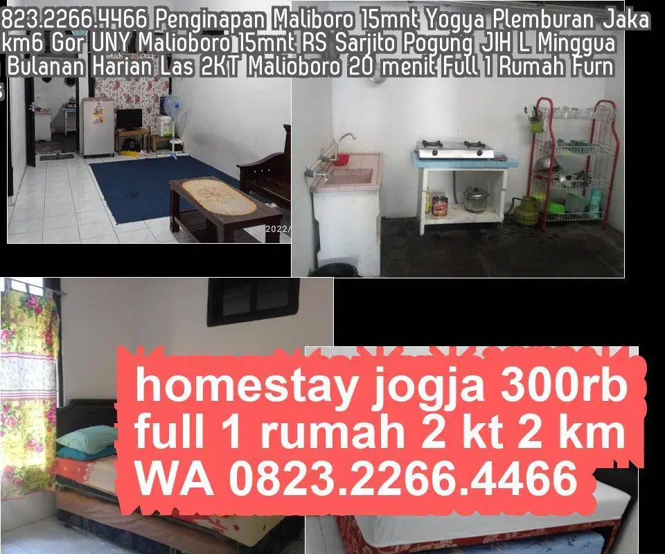 Homestay Maliboro 15mnt Yogyakarta Harian Bulanan Mingguan 2KT Gor UGM