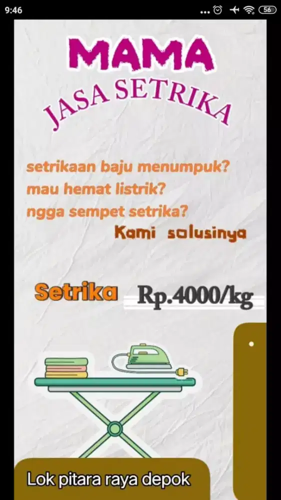 Menerima jasa setrika Depok