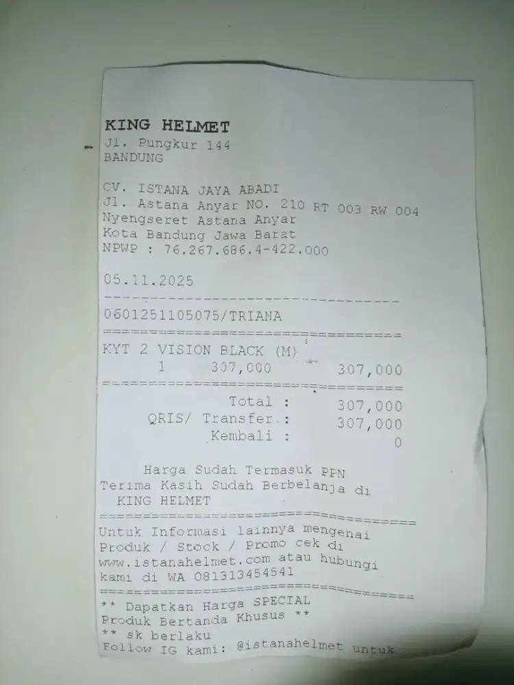 HELM 2 VISION uk m baru Beli kemarin salah ukuran net 300