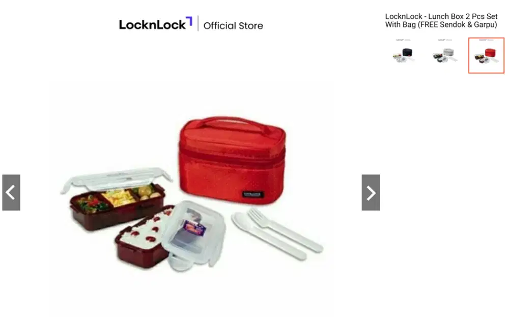 LocknLock - Lunch Box 2 Pcs Set With Bag (FREE Sendok & Garpu)