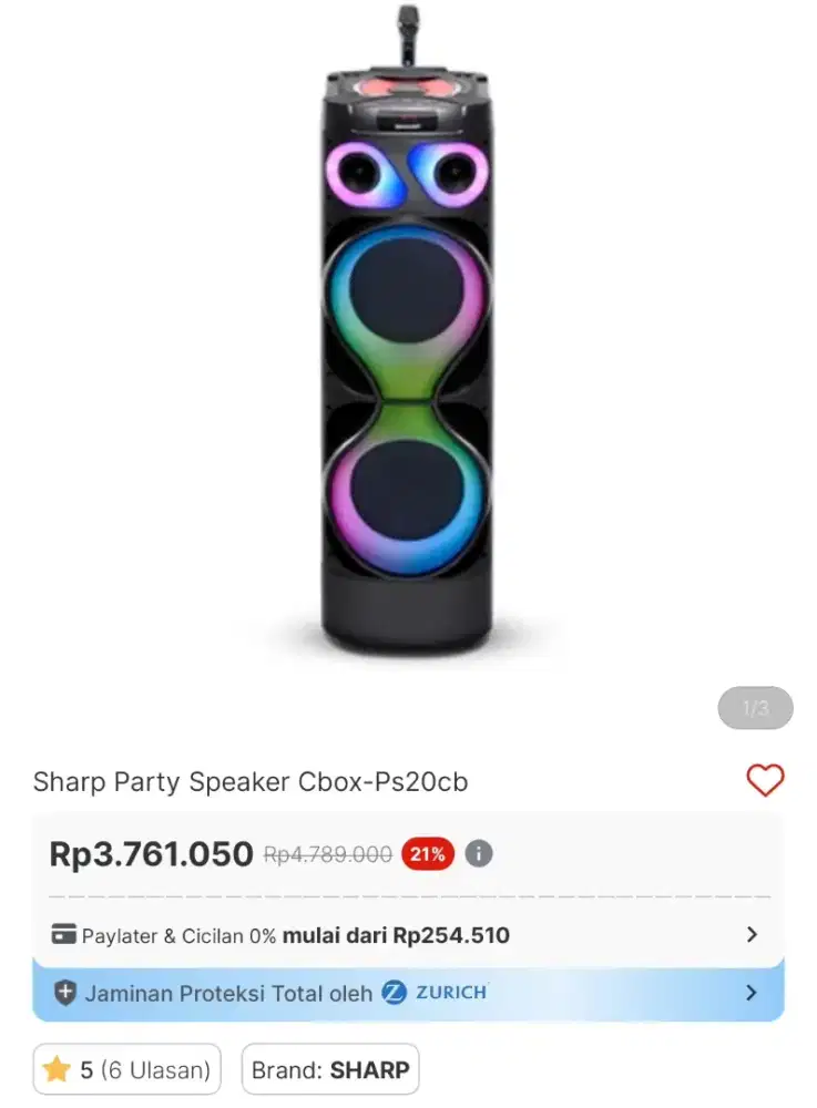 Sharp party speker ps20cb