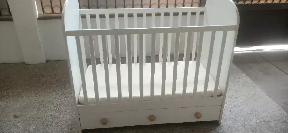 RANJANG BAYI KAYU IKEA GONNAT 1 SET KASUR